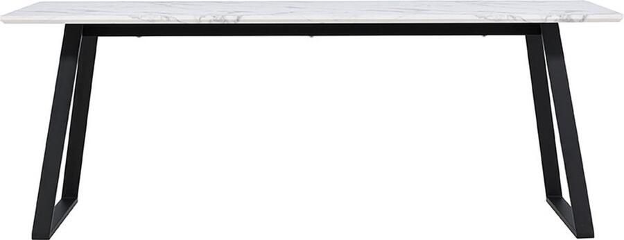 Hioshop Malaga eetkamertafel marmer decor 90x200cm wit zwart.