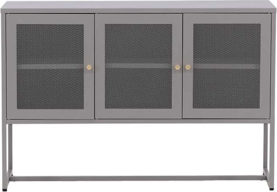 Hioshop Malla dressoir 3 deuren lichtgrijs.