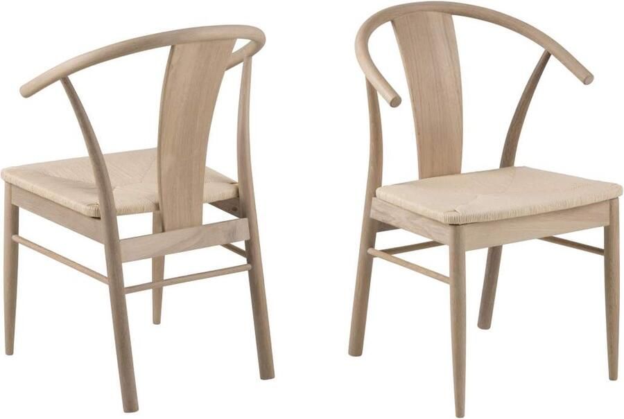 Giga Living Eetkamerstoel Julen Met Armleuning Paper Plaits Off White Set van 2 - Foto 3