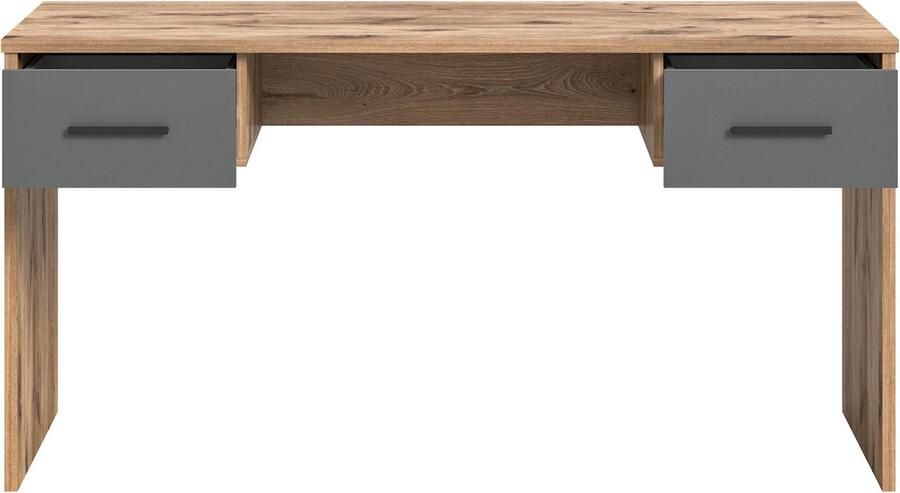 Hioshop Mason bureau 2 laden grijs eik decor.