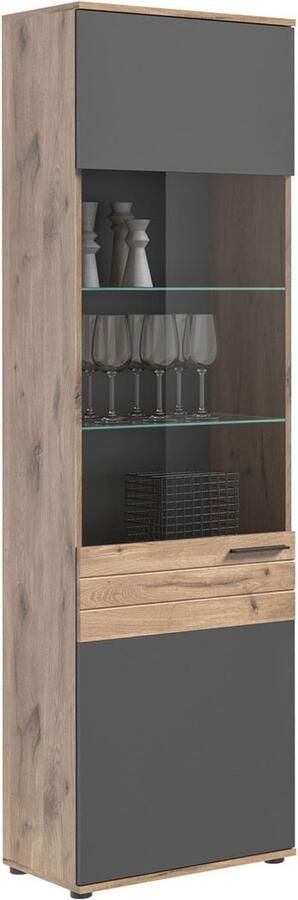 Hioshop Mason vitrinekast 1 deur eik decor.