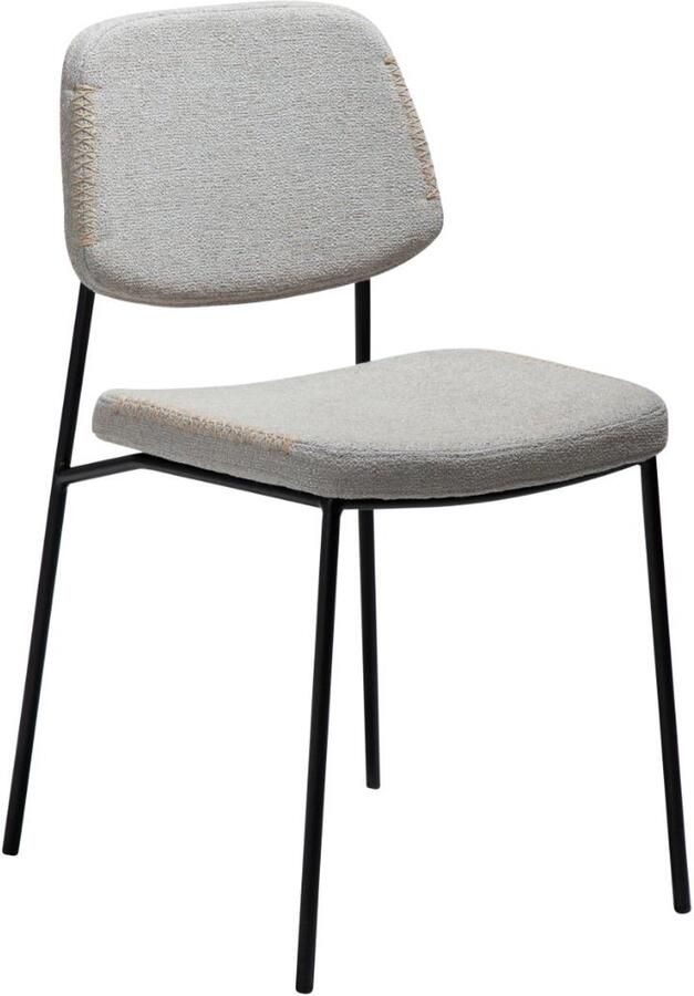 Hioshop Menta eetkamerstoel bouclé lichtgrijs
