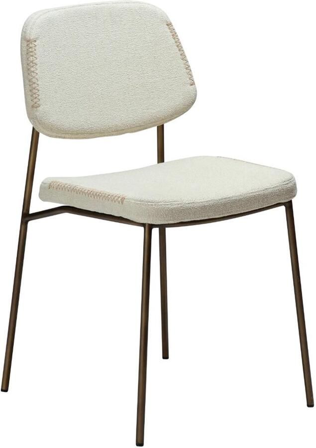 Hioshop Menta eetkamerstoel bouclé wit