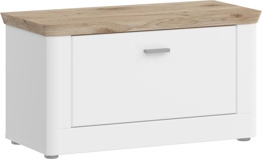 Hioshop Michigan bank 1 klep mat wit eik decor wit