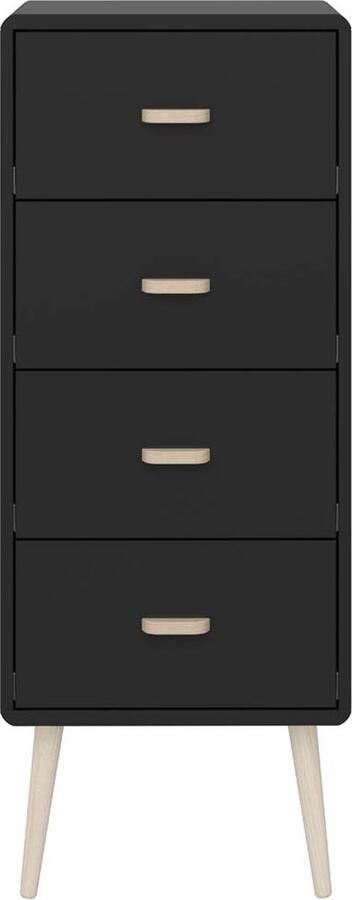 Hioshop Mino S kommode 4 laden zwart.