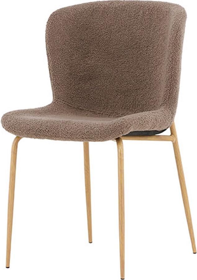 Hioshop 2 x Modesto eetkamerstoel teddy bruin.
