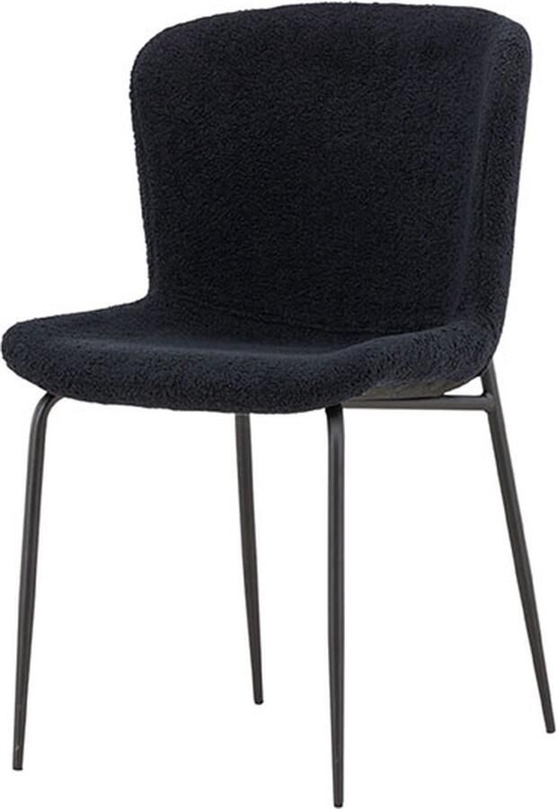 Hioshop 2 x Modesto eetkamerstoel teddy zwart.