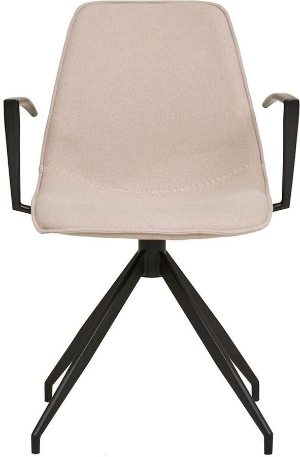 Hioshop Monaco eetkamerstoel Draaivoet armleuningen zandkleurig