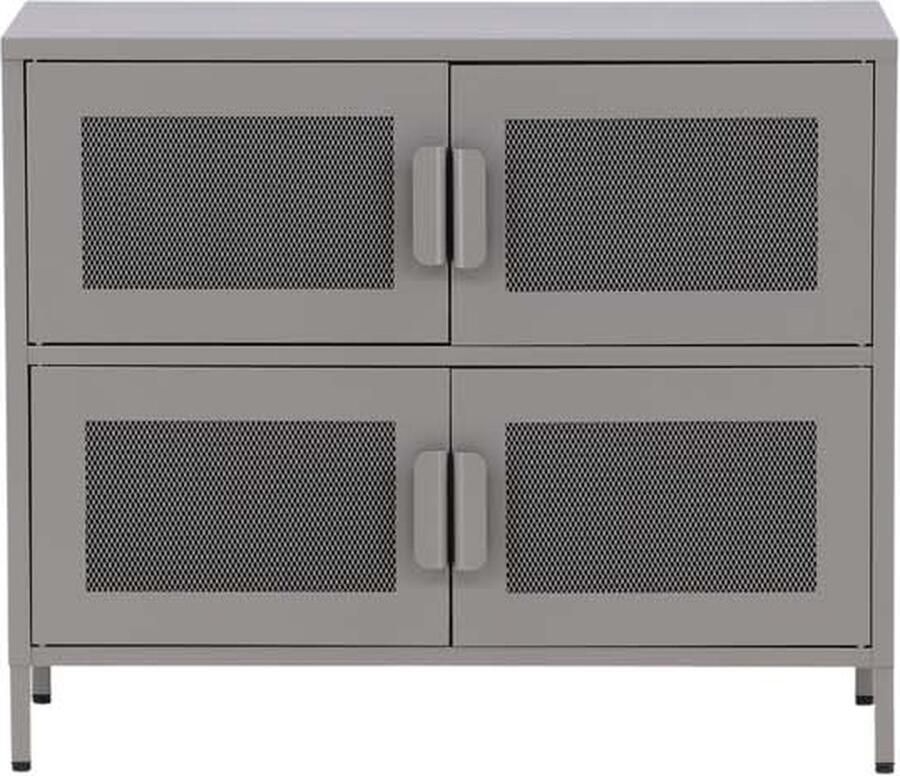 Hioshop Nett dressoir 4 deuren lichtgrijs.