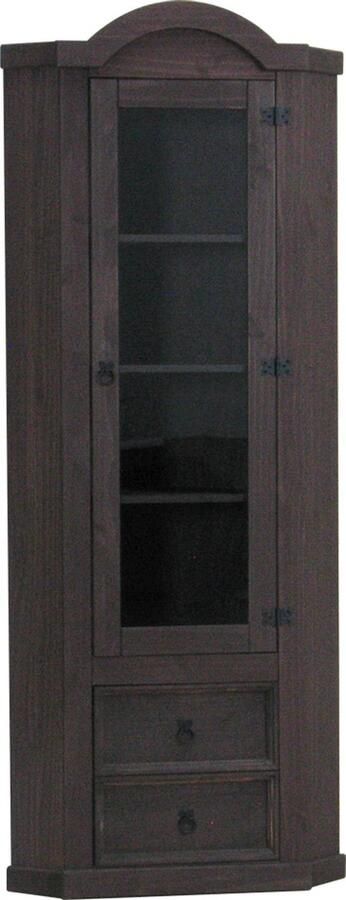 Hioshop New Mexico Hoekkast Vitrinekast Bruin grenen
