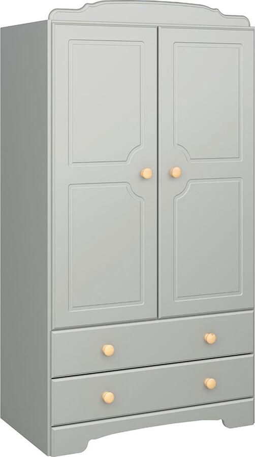 Hioshop Nilon kledingkast 2 deuren 2 laden grijs gouden