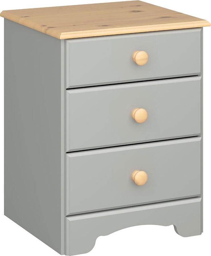 Hioshop Nilon nachtkastje 3 laden grijs gouden