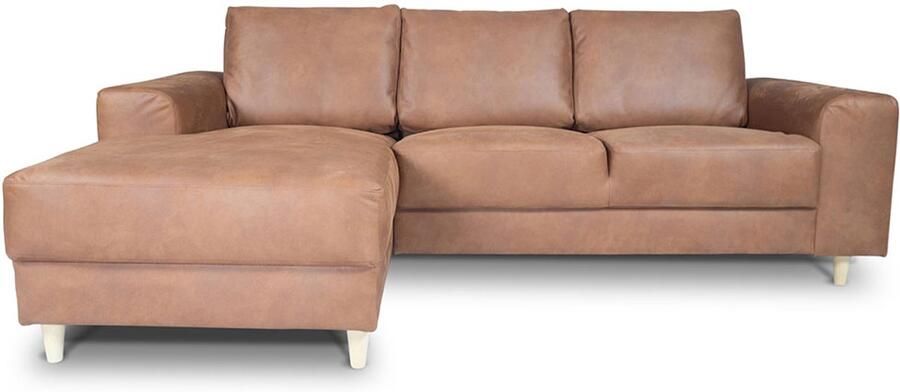 Hioshop Nordic bank met chaise longue links gericht cognackleurig leer