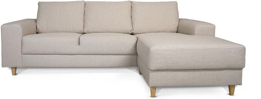 Hioshop Nordic bank met chaise longue rechts gericht licht beige