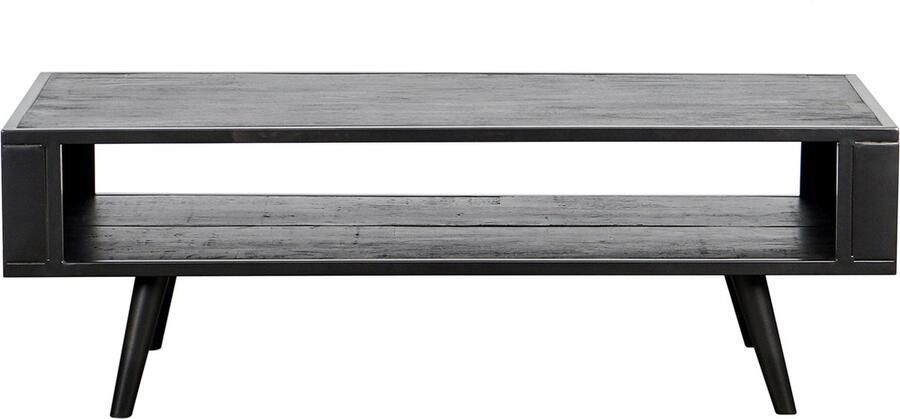 Hioshop NordicMindiRattan salontafel met 1 legplank zwart.