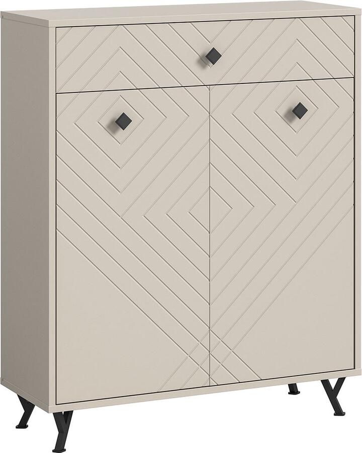 Hioshop Notes schoenenkast 2 deuren mat beige