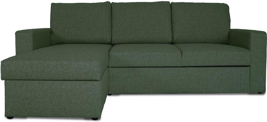 Hioshop Odin slaapbank hoekbank met opslag rechts of links gedraaid groen