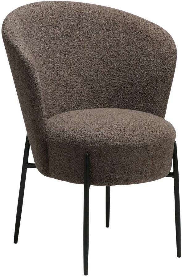 Hioshop Orbit eetkamerstoel bouclé bruin