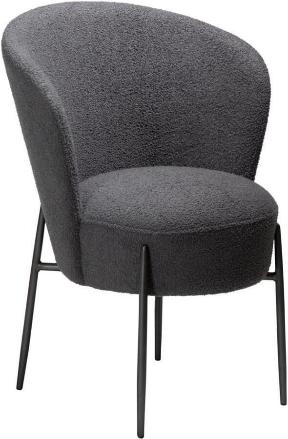 Hioshop Orbit eetkamerstoel bouclé grijs