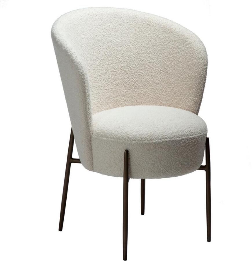 Hioshop Orbit eetkamerstoel bouclé wit