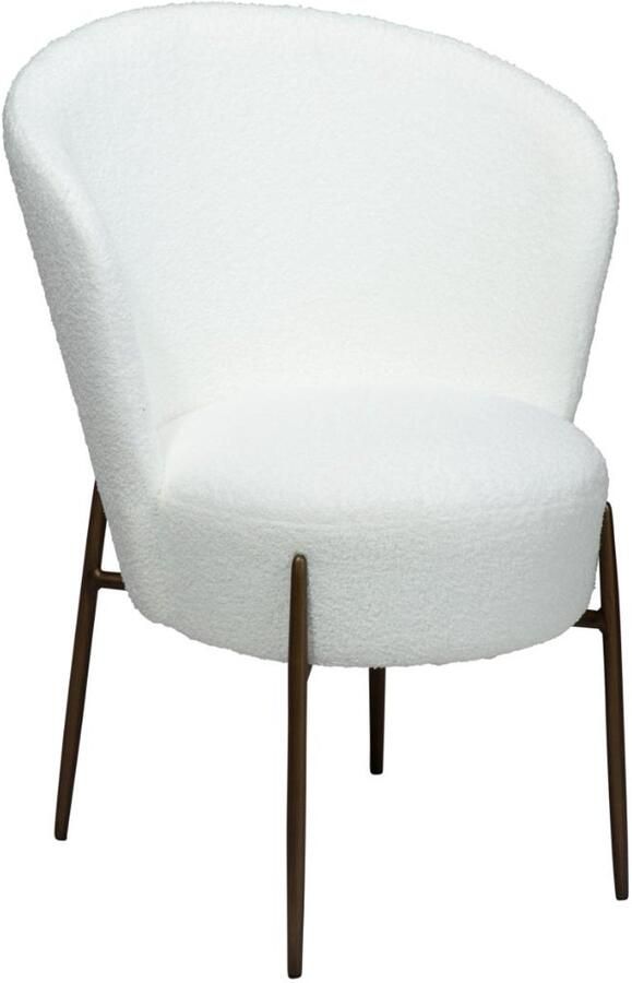 Hioshop Orbit eetkamerstoel bouclé wit