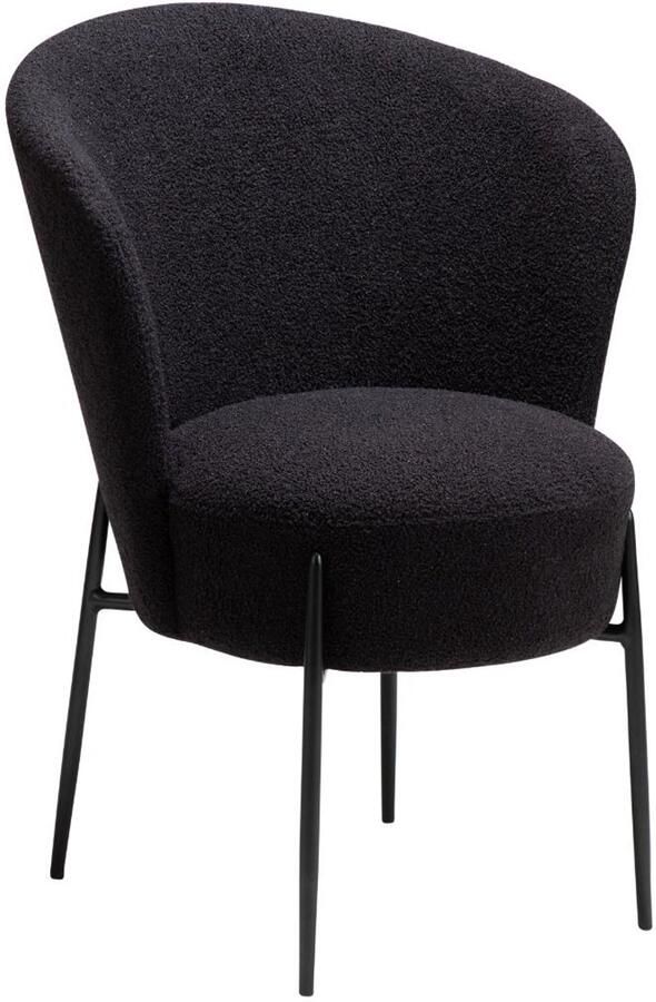 Hioshop Orbit eetkamerstoel bouclé zwart