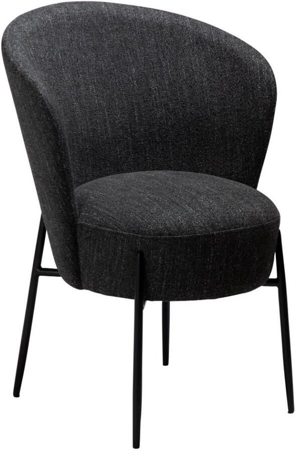 Hioshop Orbit eetkamerstoel bouclé zwart