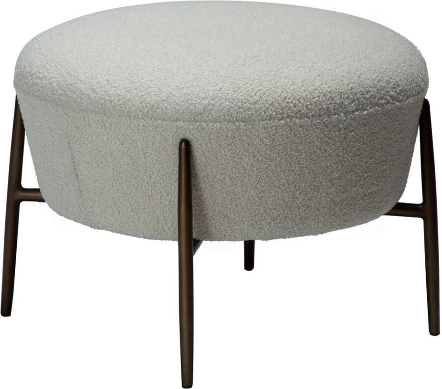 Hioshop Orbit poef bouclé wit