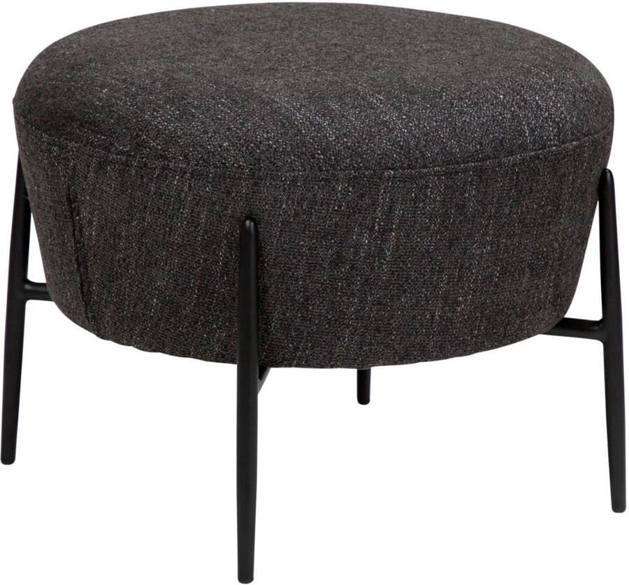 Hioshop Orbit poef bouclé zwart