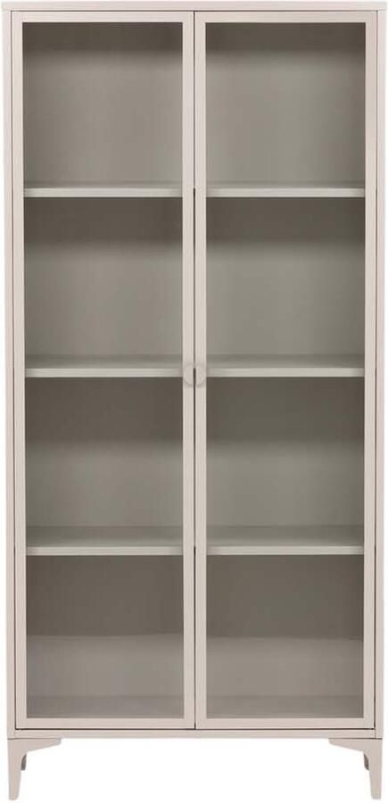 Hioshop Piring vitrinekast 2 glazen deuren beige.