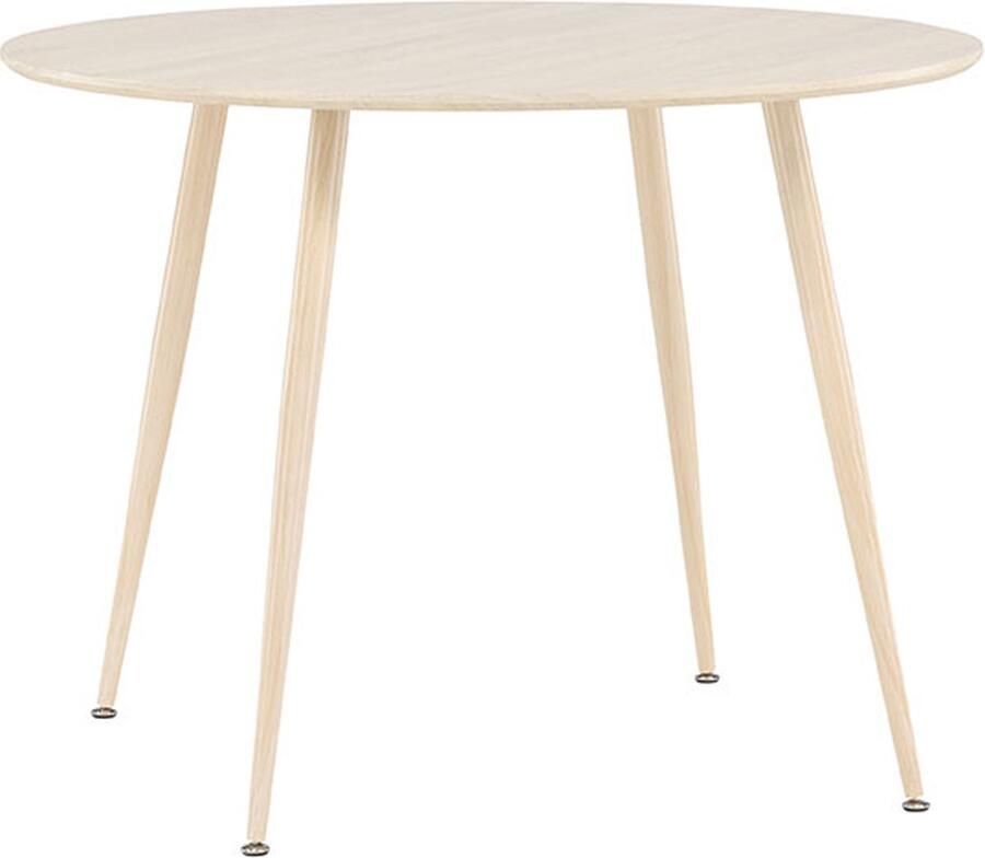 Hioshop Plaza eetkamertafel Ø100 cm whitewash.