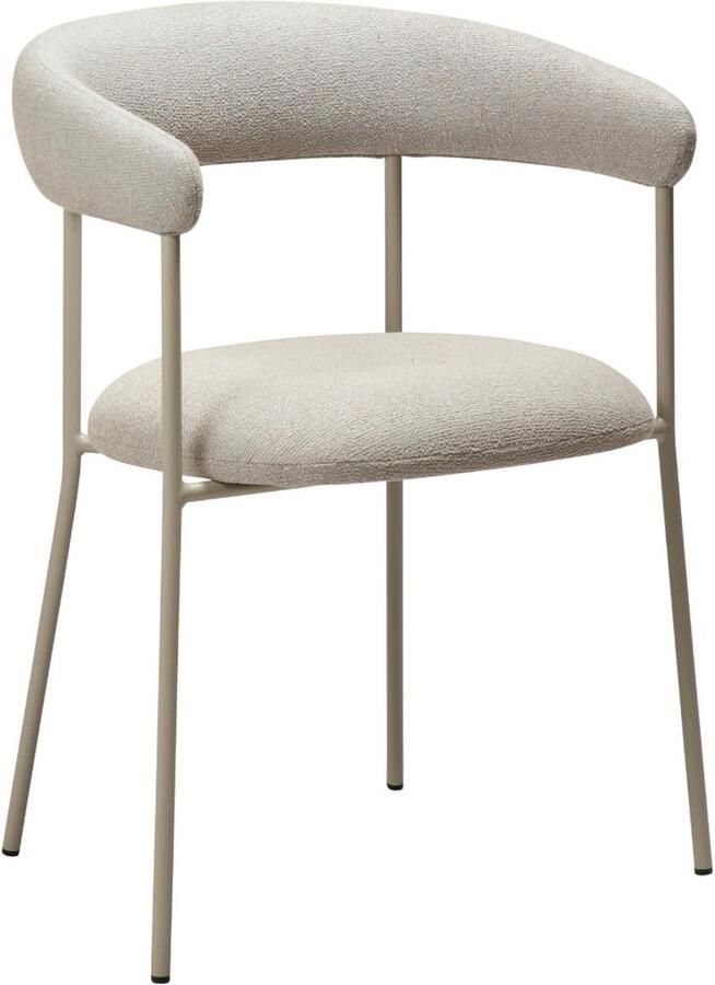Hioshop Plenti eetkamerstoel met armleuningen bouclé lichtgrijs
