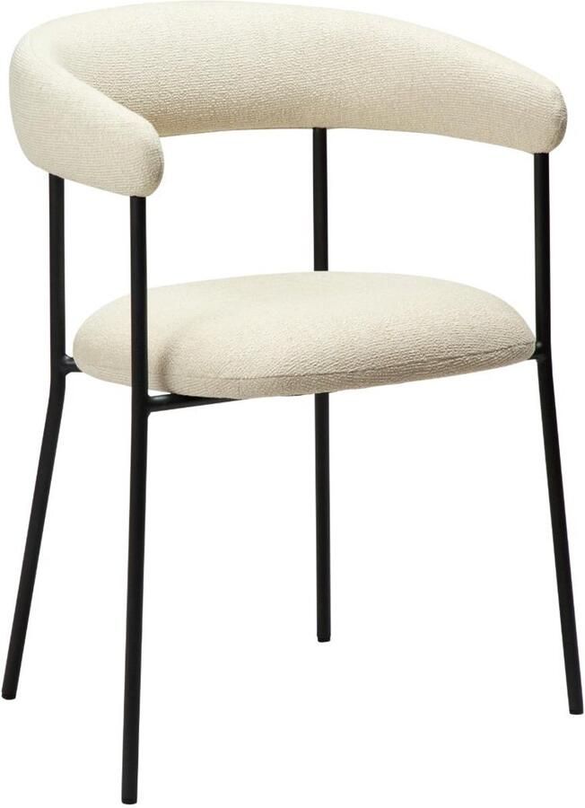 Hioshop Plenti eetkamerstoel met armleuningen bouclé wit