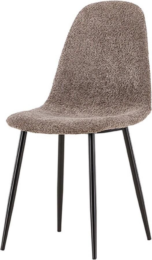 Hioshop 2 x Polar eetkamerstoel bouclé grijs.