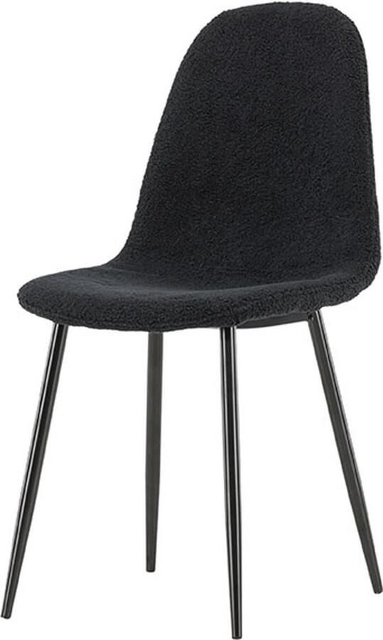 Hioshop 2 x Polar eetkamerstoel teddy zwart.