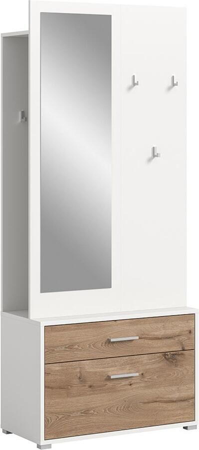 Hioshop Polo garderobe opstelling 80x190cm wit eik decor