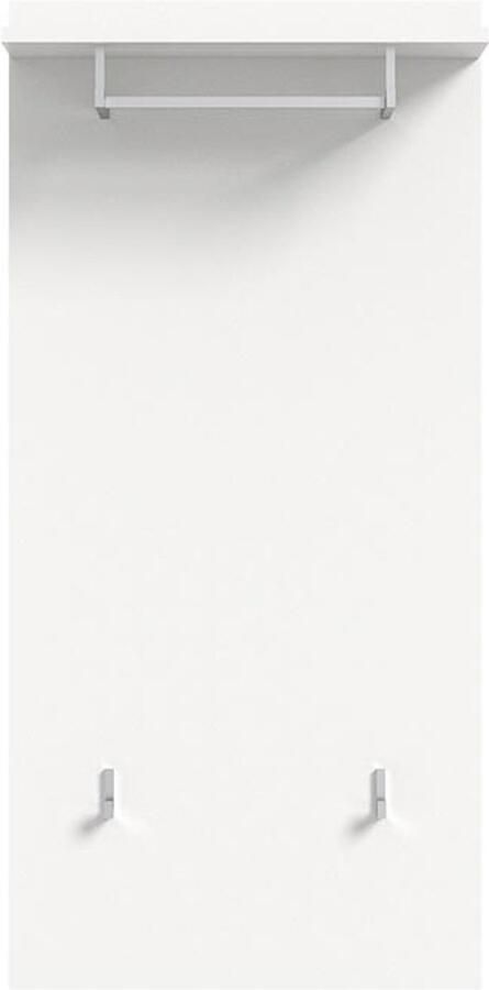 Hioshop Prego kapstok 1 plank 1 ophangstang 2 haken hoog glans wit