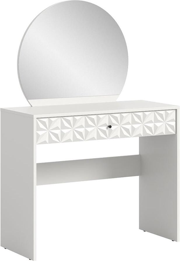 Hioshop Prisma kaptafel 1 lade 1 spiegel wit