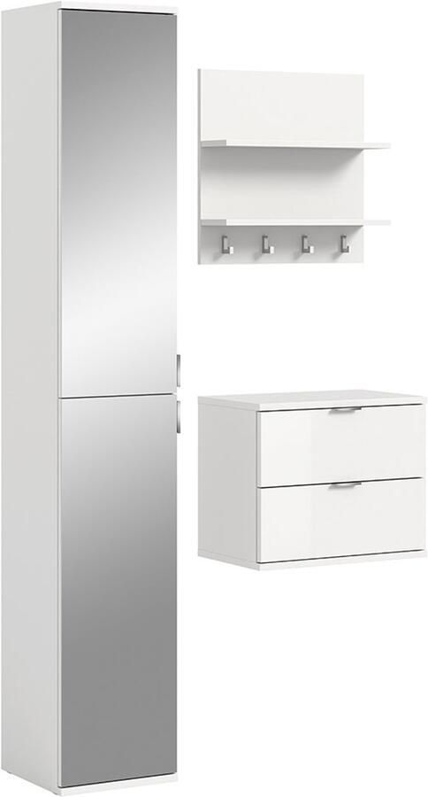 Hioshop ProjektX garderobe opstelling 3 delen wit hoogglans - Foto 3