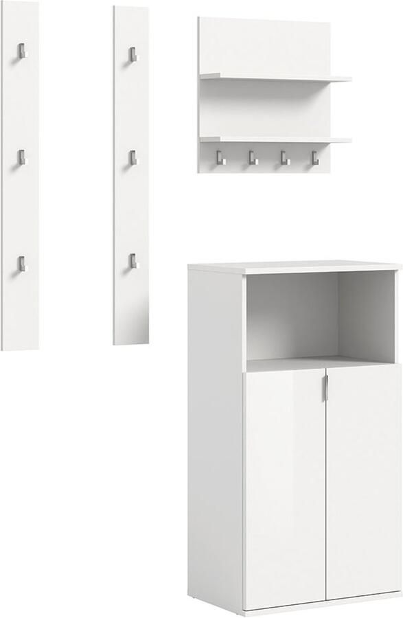 Hioshop ProjektX garderobe opstelling 3 delen wit hoogglans - Foto 2