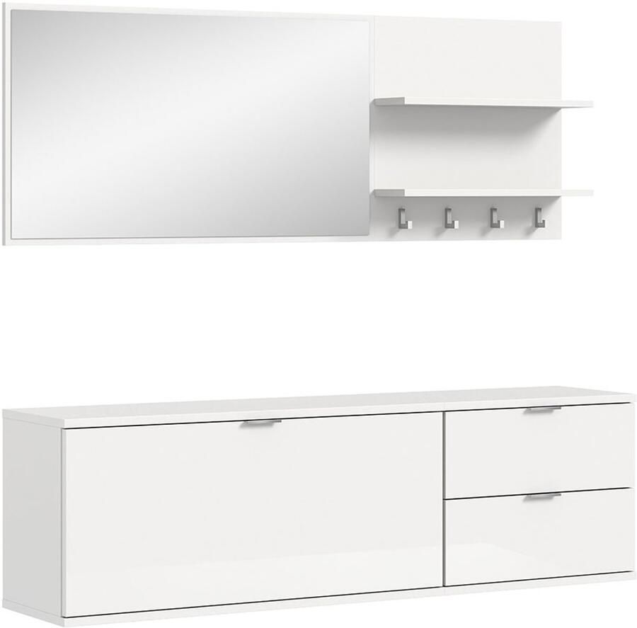 Hioshop ProjektX garderobe opstelling 4 delen wit hoogglans - Foto 4