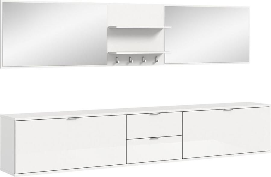 Hioshop ProjektX garderobe opstelling 6 delen wit hoogglans