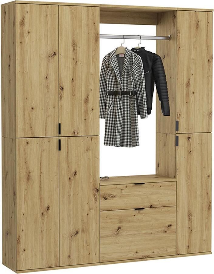 Hioshop ProjektX garderobe opstelling eiken decor
