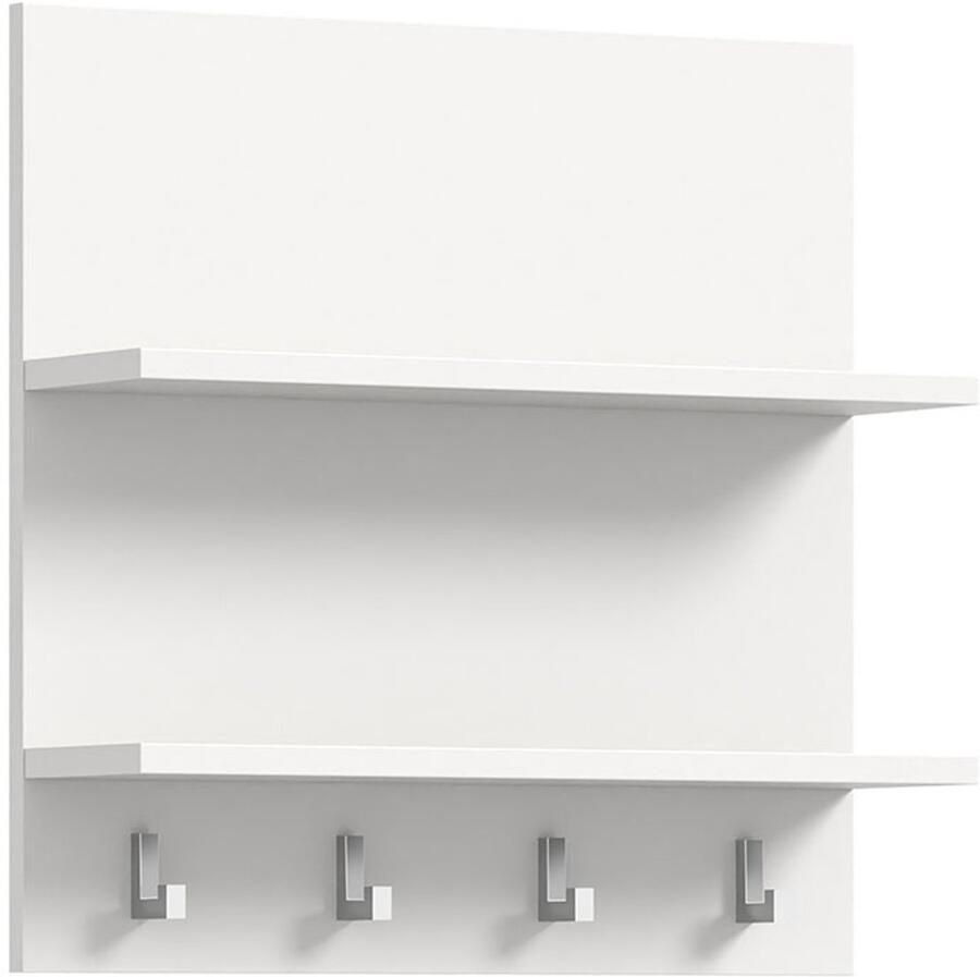Hioshop ProjektX kapstok 4 haken 2 planken wit hoogglans