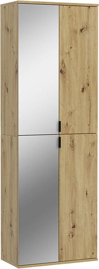 Hioshop ProjektX kledingkast 2+2 deuren 4 deuren eiken decor spiegel
