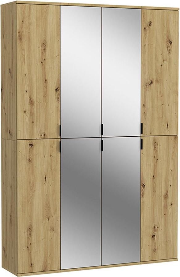 Hioshop ProjektX kledingkast 4+2+2 deuren 8 deuren eiken decor spiegel