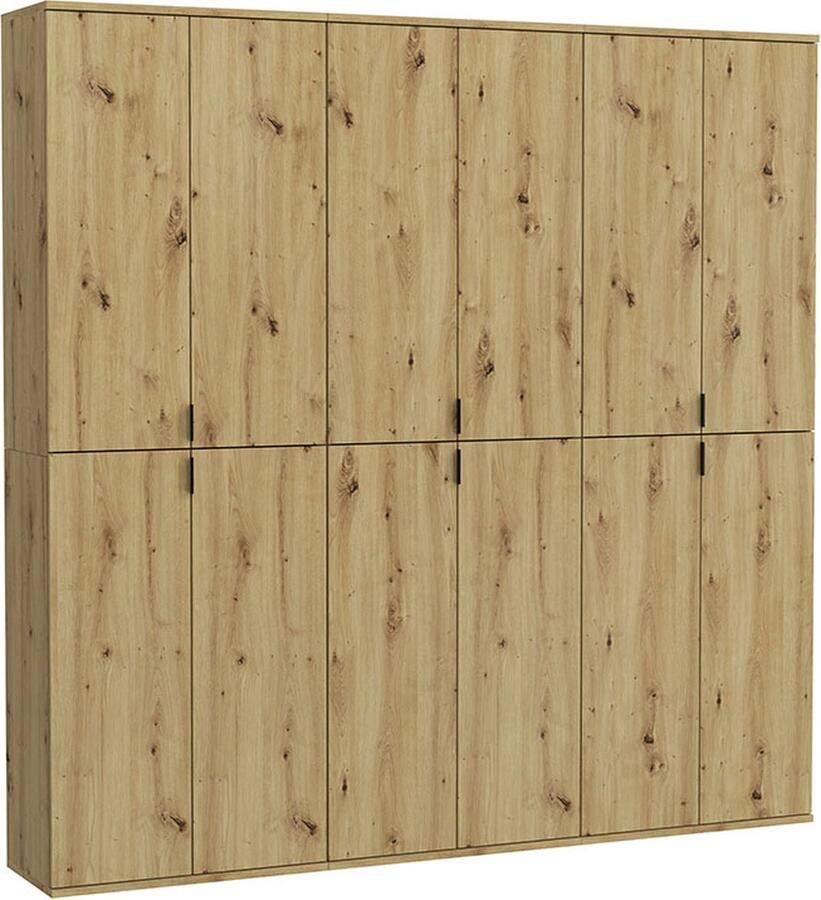 Hioshop ProjektX kledingkast 4+4+4 deuren 12 deuren eiken decor