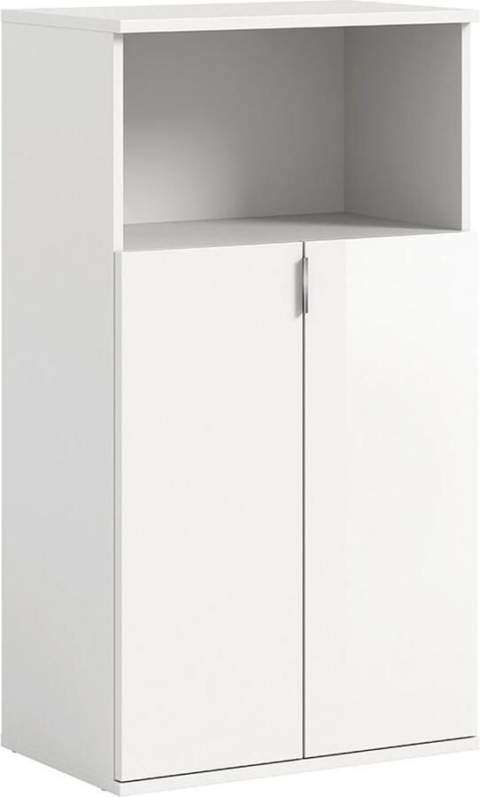 Hioshop ProjektX schoenenkast 2 deuren 1 vak wit hoogglans