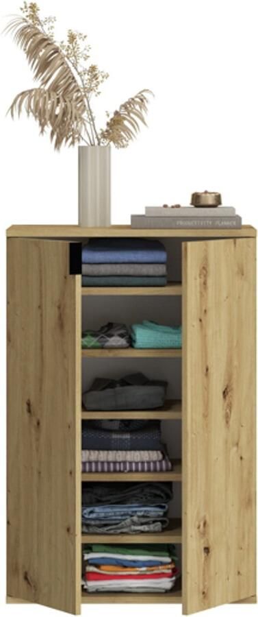 Hioshop ProjektX schoenenkast 2 deuren eiken decor