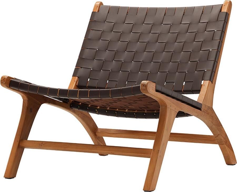 Nohr Fauteuil Calogero Teakhout en Lederlook Bruin